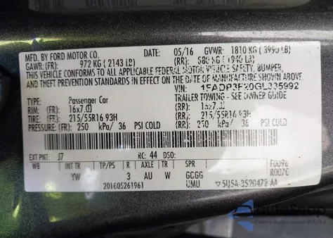 2016 Ford Focus Se from USA, damaged, VIN 1FADP3F20GL335992
